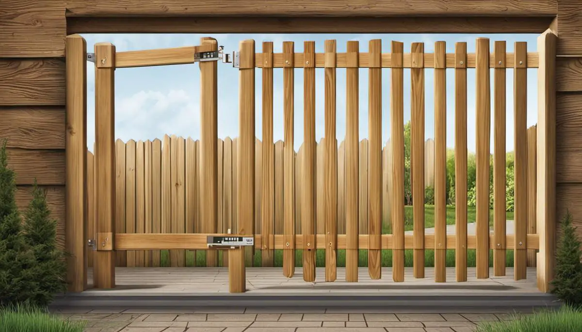 Illustration showing a wooden fence being measured and calculated with a calculator