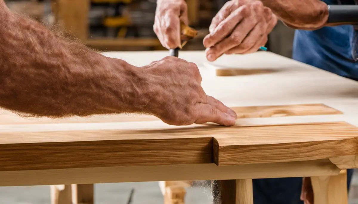 Woodworker applying wipe-on poly to a finished project